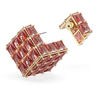 Curiosa stud earring, Single, Square cut, Orange, Gold-tone plated by SWAROVSKI