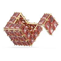 Curiosa stud earring, Single, Square cut, Orange, Gold-tone plated by SWAROVSKI