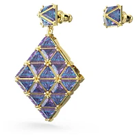 Curiosa drop earrings, Asymmetrical design, Blue, Gold-tone plated by SWAROVSKI