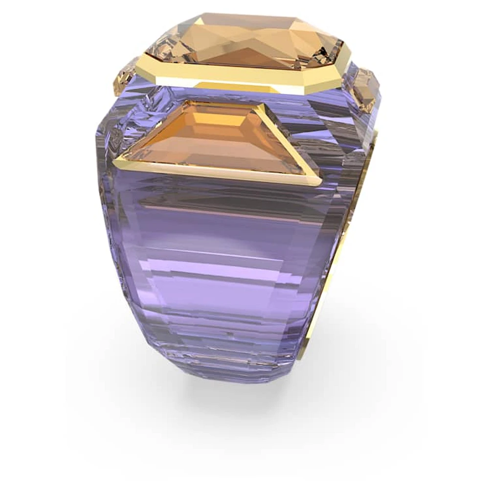 Chroma cocktail ring, Purple, Gold-tone plated by SWAROVSKI