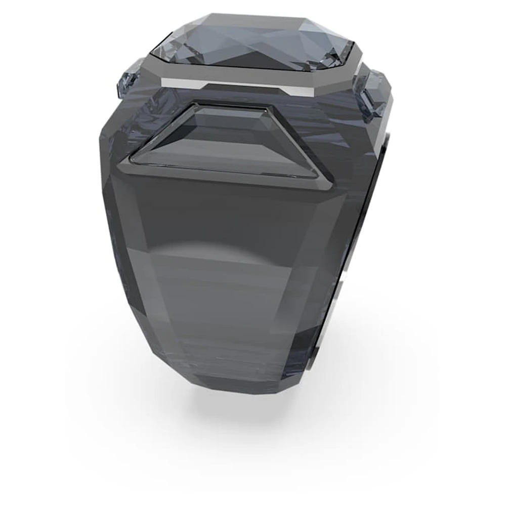 Chroma cocktail ring, Black, Ruthenium plated by SWAROVSKI