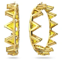 Matrix hoop earrings, Triangle cut, Yellow, Gold-tone plated by SWAROVSKI