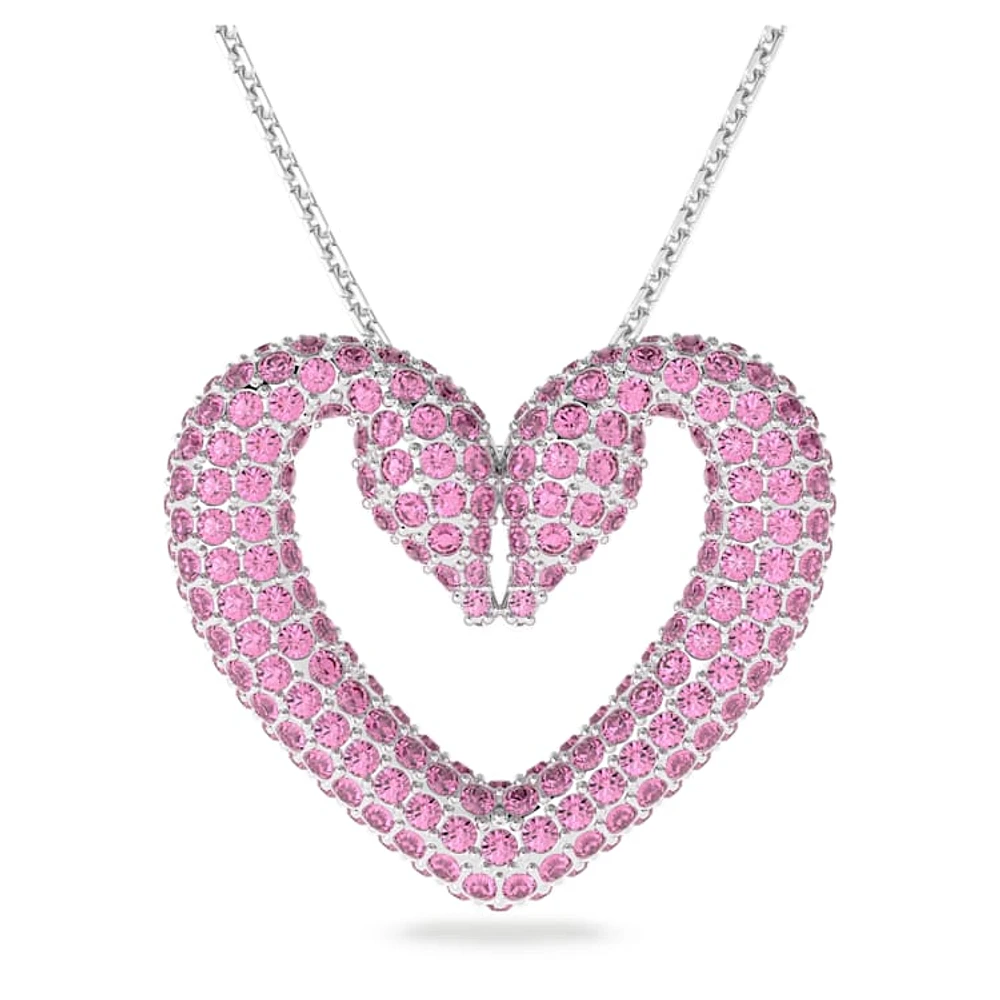 Sublima pendant, Heart, Large, Pink, Rhodium plated by SWAROVSKI