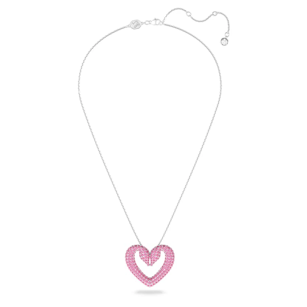 Sublima pendant, Heart, Large, Pink, Rhodium plated by SWAROVSKI