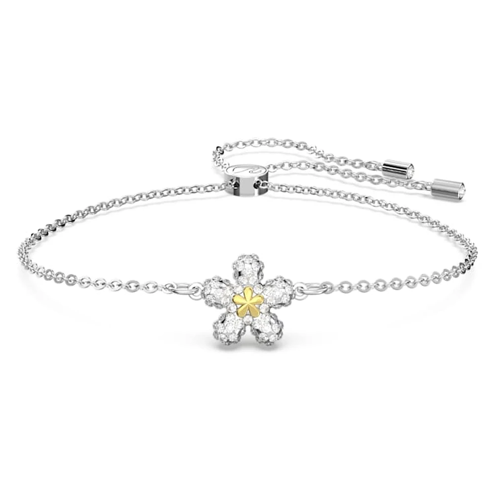 Tough bracelet, Flower, White, Mixed metal finish by SWAROVSKI