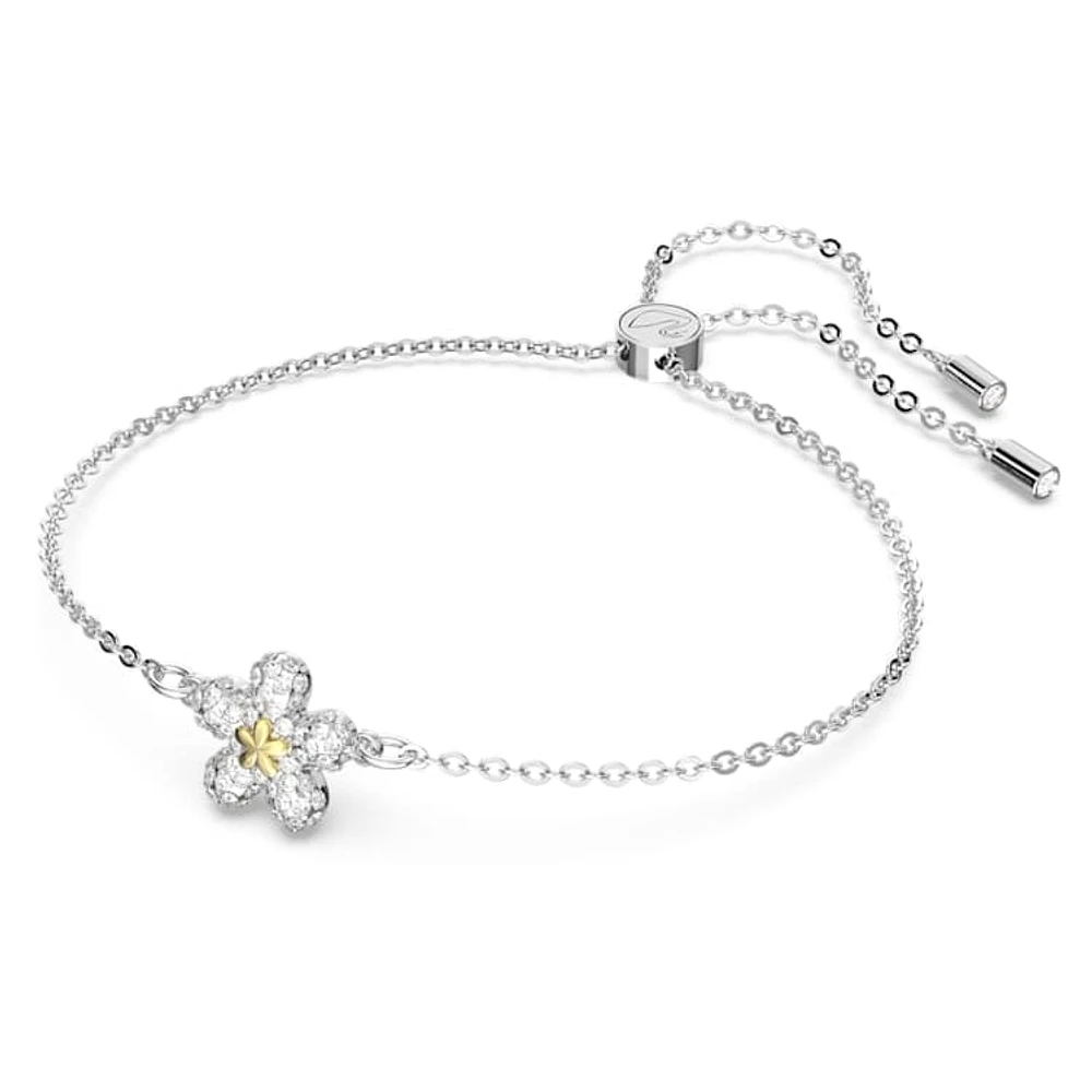 Tough bracelet, Flower, White, Mixed metal finish by SWAROVSKI