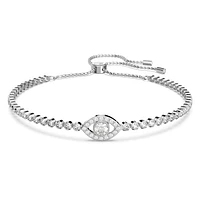 Matrix bracelet, Evil eye, White, Rhodium plated by SWAROVSKI