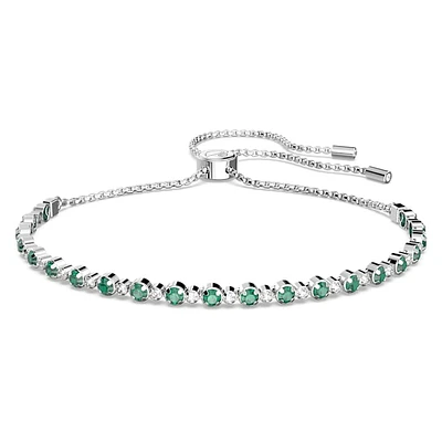 Matrix Tennis bracelet, Round cut, Green, Rhodium plated by SWAROVSKI