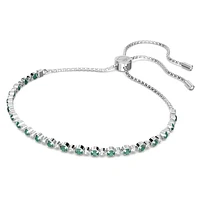 Matrix Tennis bracelet, Round cut, Green, Rhodium plated by SWAROVSKI