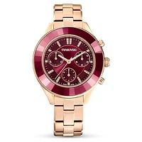 Octea Lux Sport watch, Swiss Made, Metal bracelet, Red, Rose gold-tone finish by SWAROVSKI