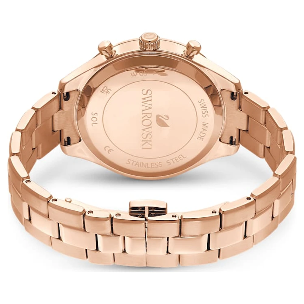 Octea Lux Sport watch, Swiss Made, Metal bracelet, Red, Rose gold-tone finish by SWAROVSKI