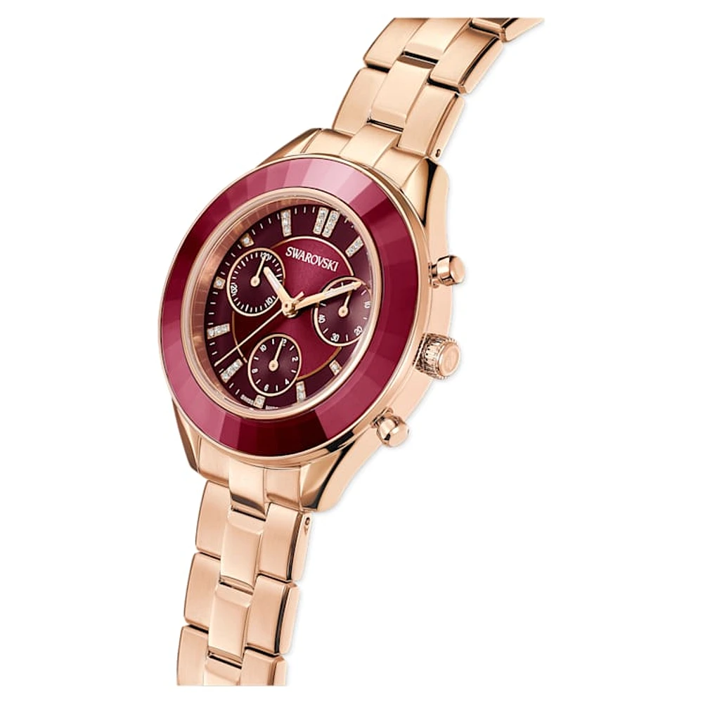 Octea Lux Sport watch, Swiss Made, Metal bracelet, Red, Rose gold-tone finish by SWAROVSKI