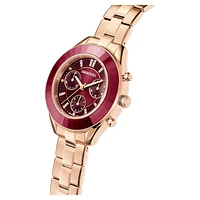 Octea Lux Sport watch, Swiss Made, Metal bracelet, Red, Rose gold-tone finish by SWAROVSKI