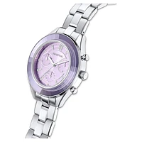 Octea Lux Sport watch, Swiss Made, Metal bracelet, Purple, Stainless steel by SWAROVSKI