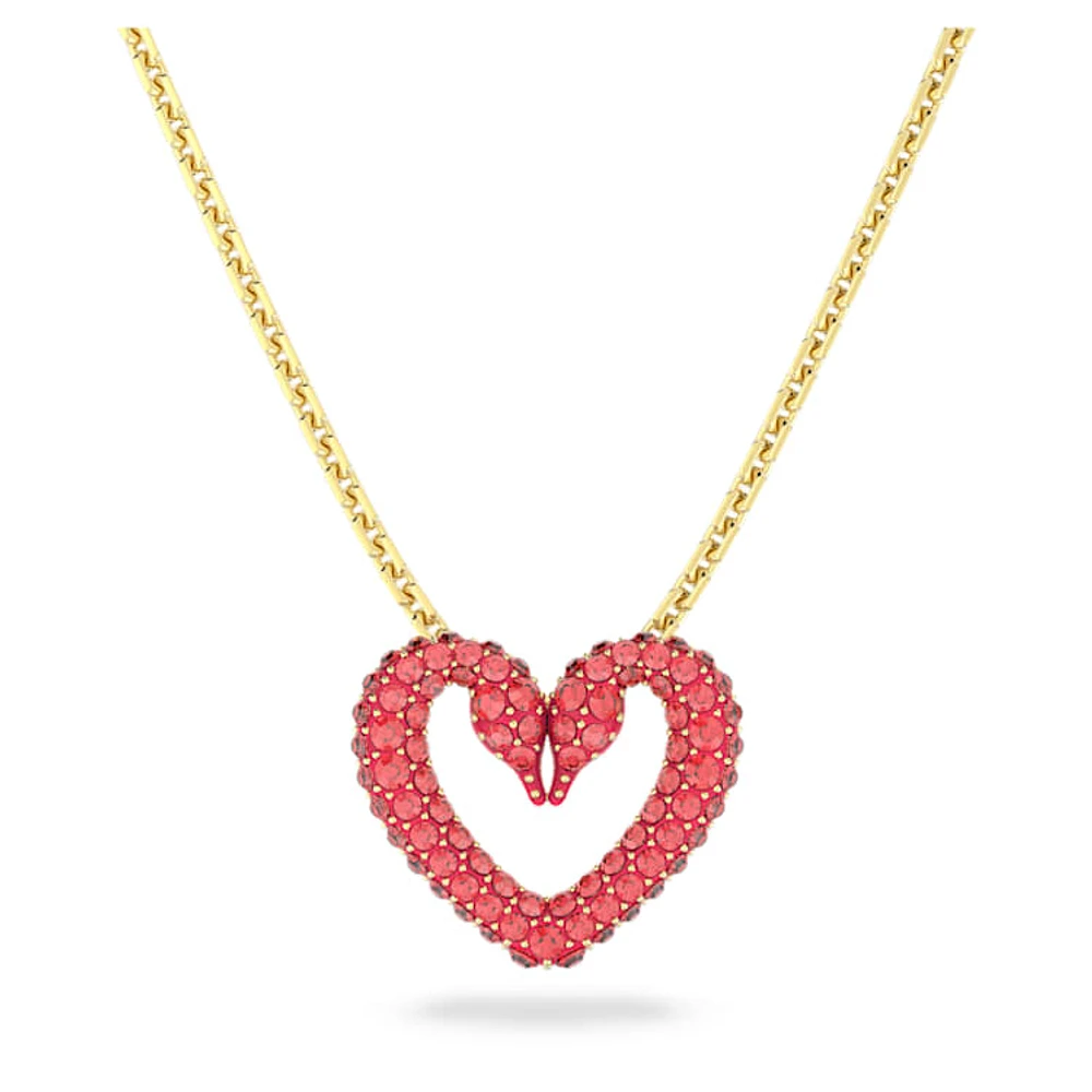 Sublima pendant, Pavé, Heart, Small, Red, Gold-tone plated by SWAROVSKI