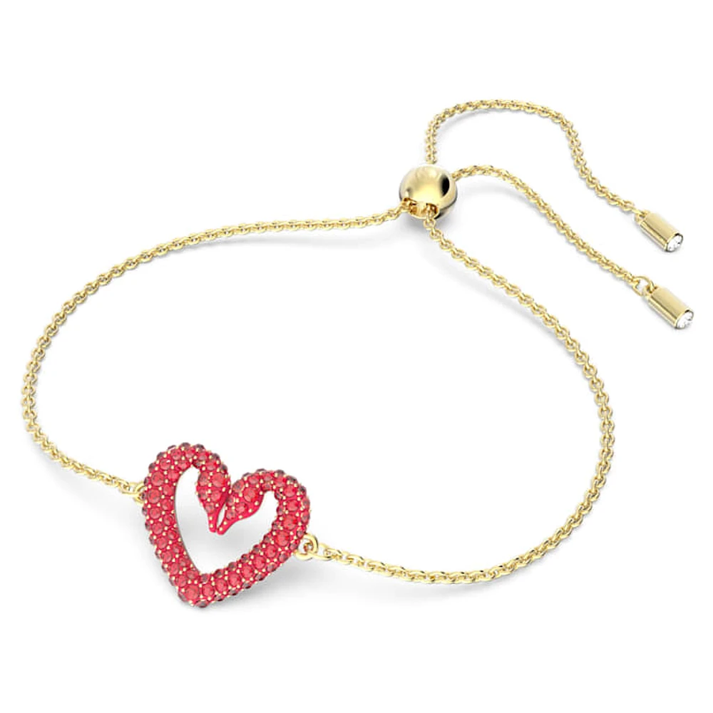 Sublima bracelet, Heart, Small, Red, Gold-tone plated by SWAROVSKI