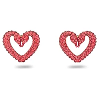 Sublima stud earrings, Heart, Small, Red, Gold-tone plated by SWAROVSKI