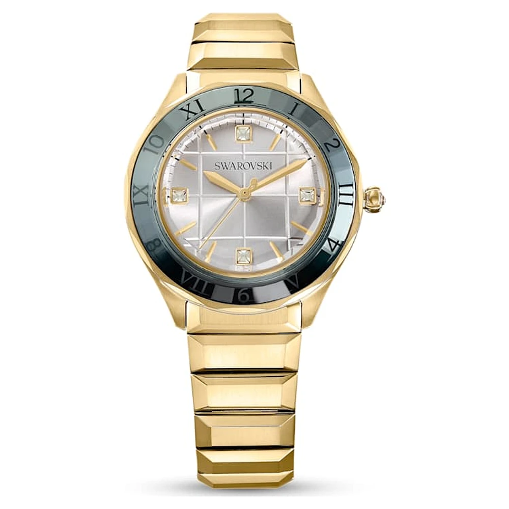 Watch, 37mm, Swiss Made, Metal bracelet, Gold tone, Gold-tone finish by SWAROVSKI