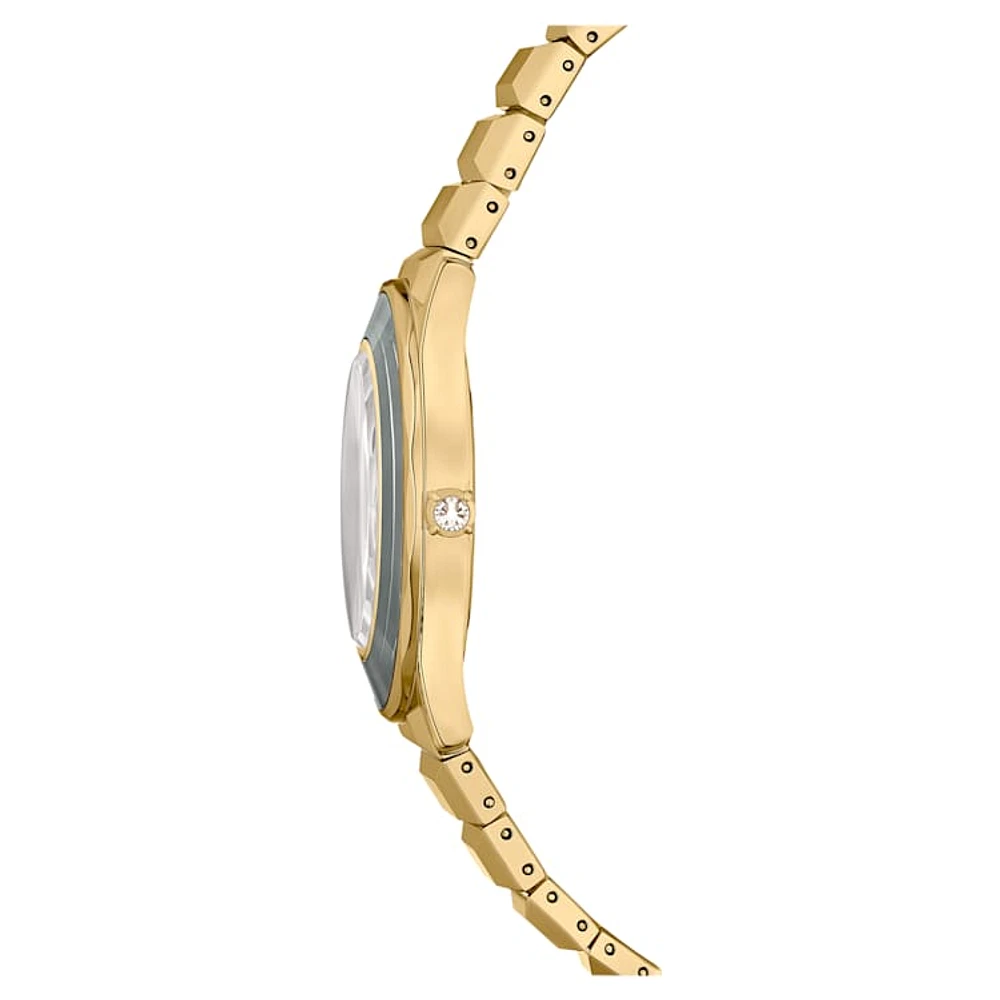 Watch, 37mm, Swiss Made, Metal bracelet, Gold tone, Gold-tone finish by SWAROVSKI