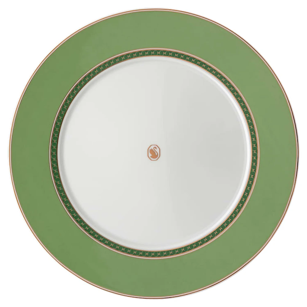 Signum dinner plate, Porcelain, Green by SWAROVSKI