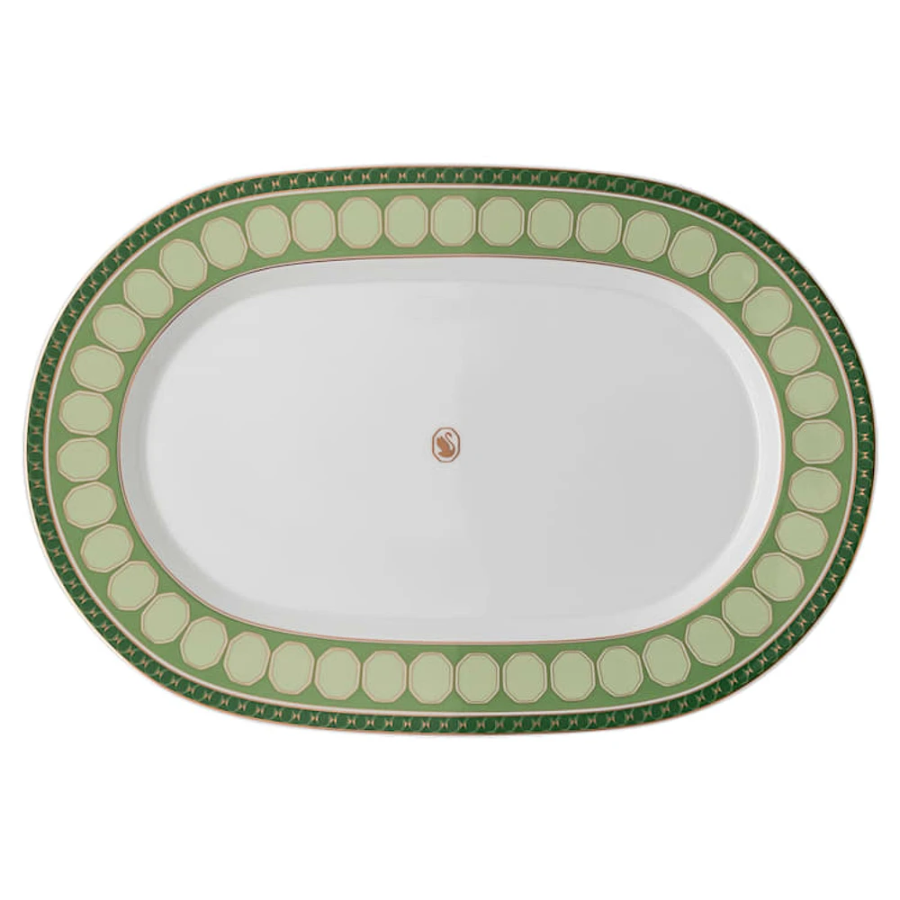 Signum platter plate, Porcelain, Large, Green by SWAROVSKI