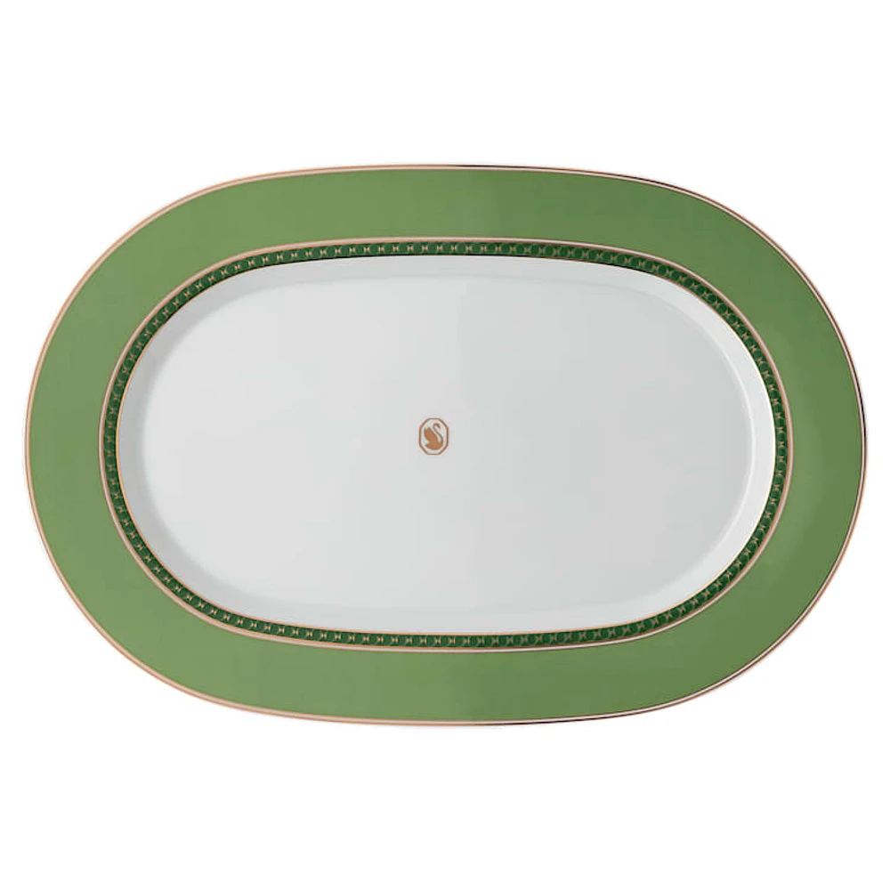 Signum platter plate, Porcelain, Green by SWAROVSKI