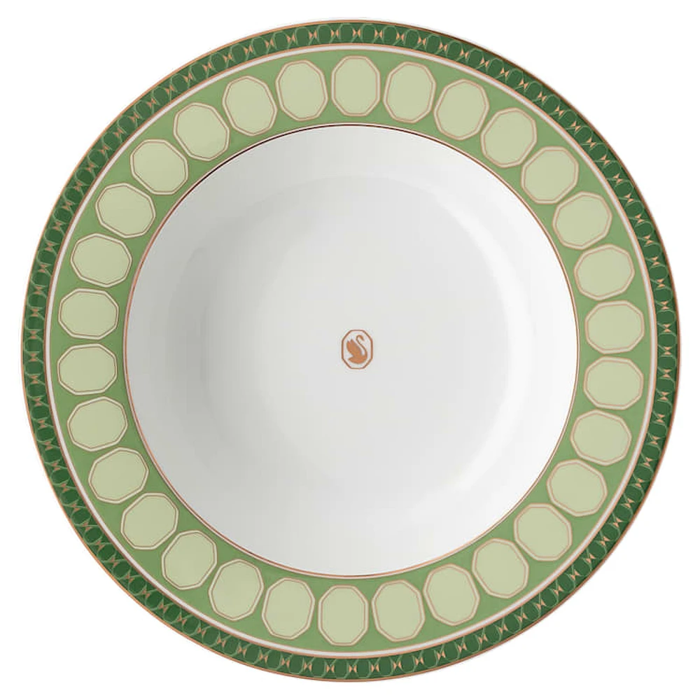 Signum soup plate, Porcelain, Green by SWAROVSKI