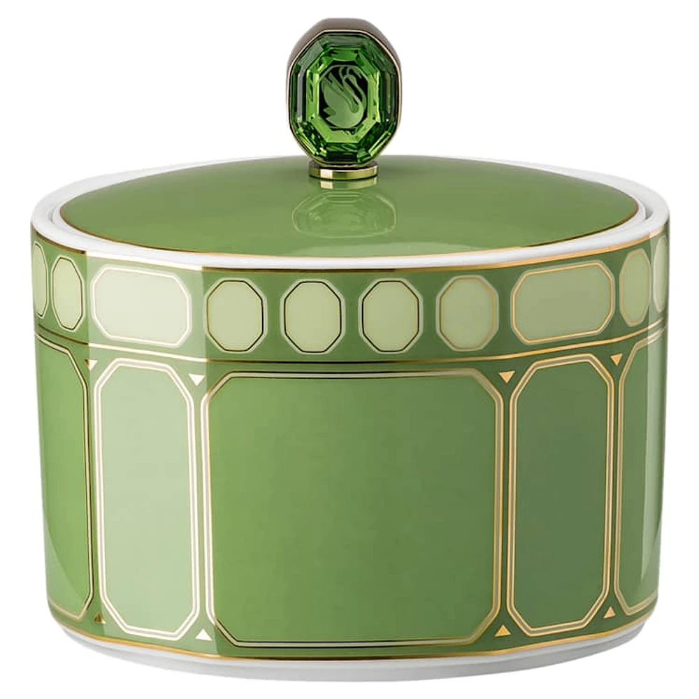 Signum sugar bowl, Porcelain, Green by SWAROVSKI