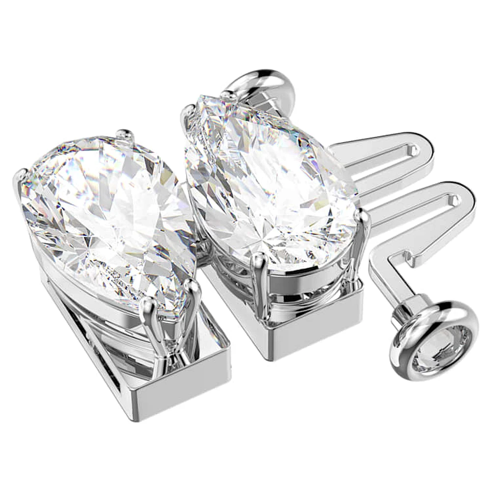 Matrix extender, Pear cut, White, Rhodium plated by SWAROVSKI