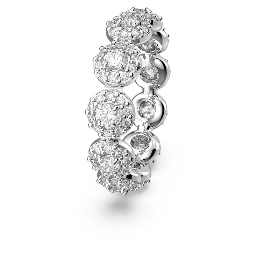 Una ring, Round cut, Pavé, White, Rhodium plated by SWAROVSKI