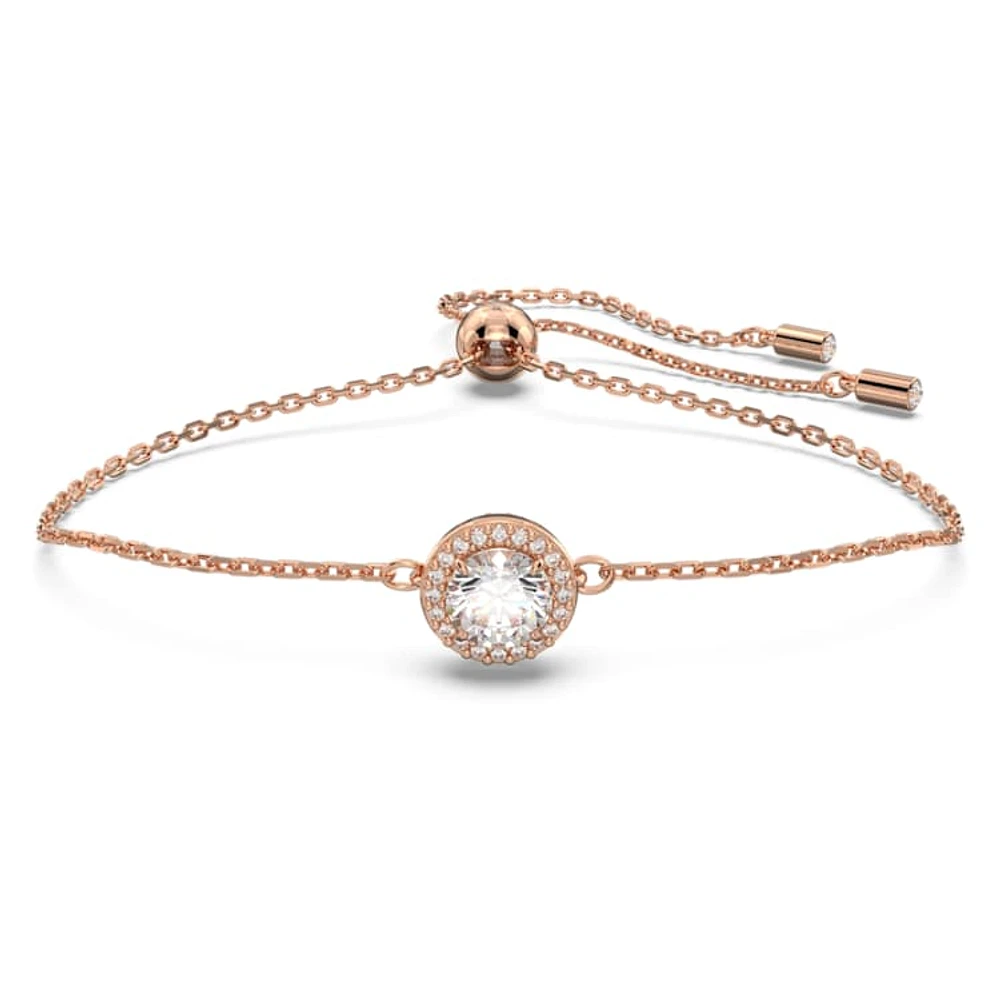 Una Angelic bracelet, Round cut, White, Rose gold-tone plated by SWAROVSKI