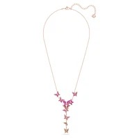 Idyllia Lilia Y necklace, Butterfly, Pink, Rose gold-tone plated by SWAROVSKI