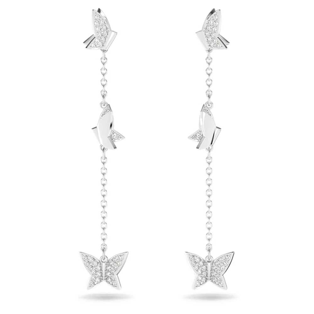 Idyllia Lilia drop earrings, Butterfly, Long, White