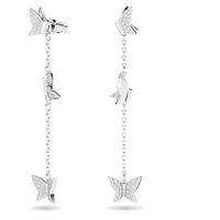 Idyllia Lilia drop earrings, Butterfly, Long, White