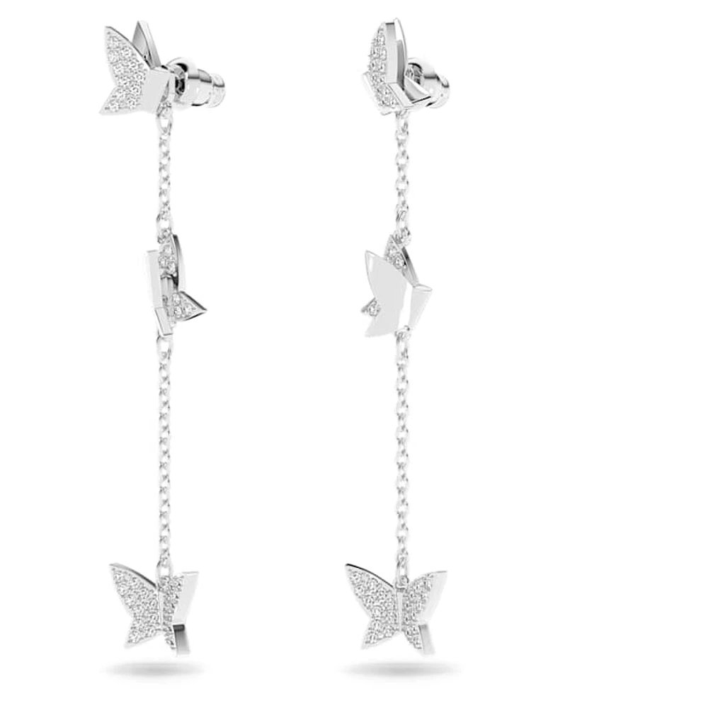 Idyllia Lilia drop earrings, Butterfly, Long, White