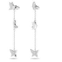 Idyllia Lilia drop earrings, Butterfly, Long, White