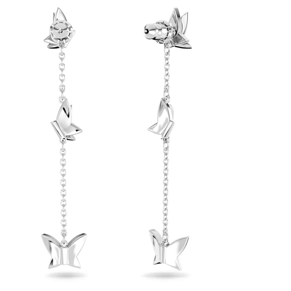 Idyllia Lilia drop earrings, Butterfly, Long, White