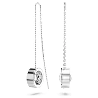 Dextera drop earrings, Long, White, Rhodium plated by SWAROVSKI