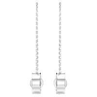 Dextera drop earrings, Long, White, Rhodium plated by SWAROVSKI