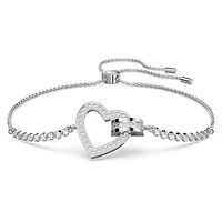 Lovely bracelet, Heart, White, Rhodium plated by SWAROVSKI