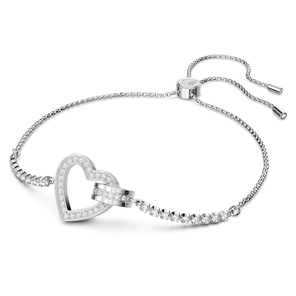 Lovely bracelet, Heart, White, Rhodium plated by SWAROVSKI