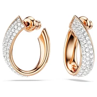 Exist hoop earrings, Small, White, Rose gold-tone plated by SWAROVSKI