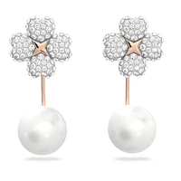 Latisha earring jackets, Flower, White, Rose gold-tone plated by SWAROVSKI