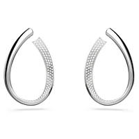 Exist hoop earrings, Medium, White, Rhodium plated by SWAROVSKI