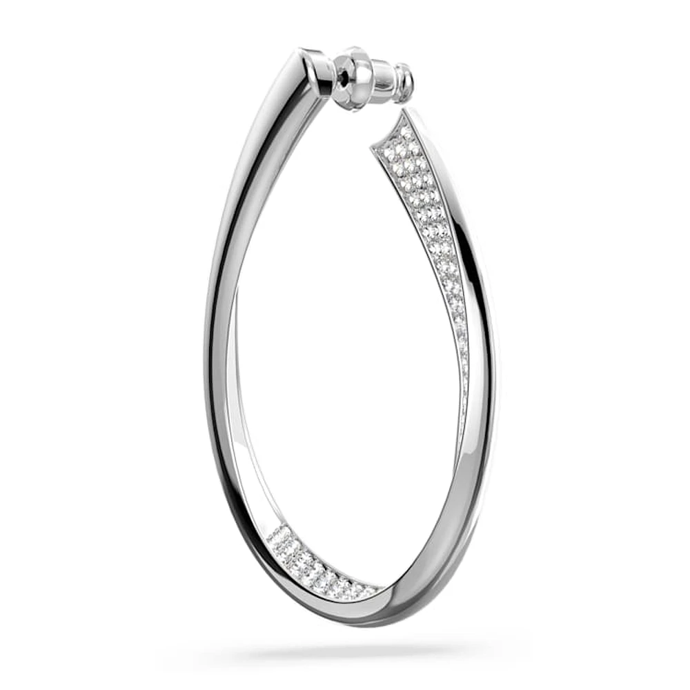 Exist hoop earrings, Medium, White, Rhodium plated by SWAROVSKI