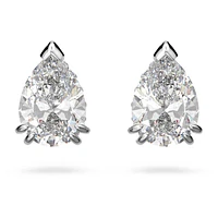 Stilla stud earrings, Pear cut, White, Rhodium plated by SWAROVSKI