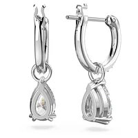 Stilla hoop earrings, Pear cut, White, Rhodium plated by SWAROVSKI