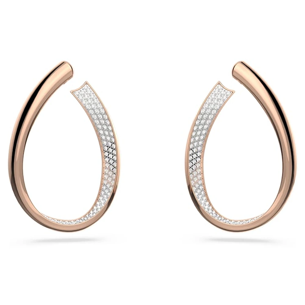 Exist hoop earrings, Medium, White, Rose gold-tone plated by SWAROVSKI