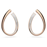 Exist hoop earrings, Medium, White, Rose gold-tone plated by SWAROVSKI