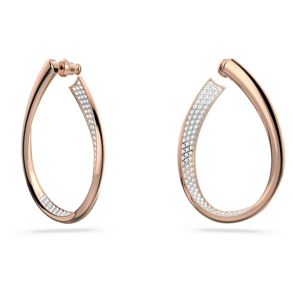 Exist hoop earrings, Medium, White, Rose gold-tone plated by SWAROVSKI